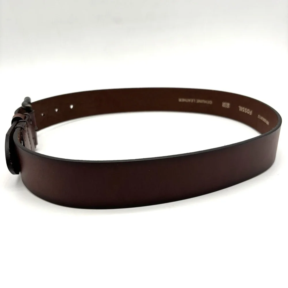 Vintage 00s Fossil 27113 Brown Genuine Leather Men's Dress Belt 32 31-35